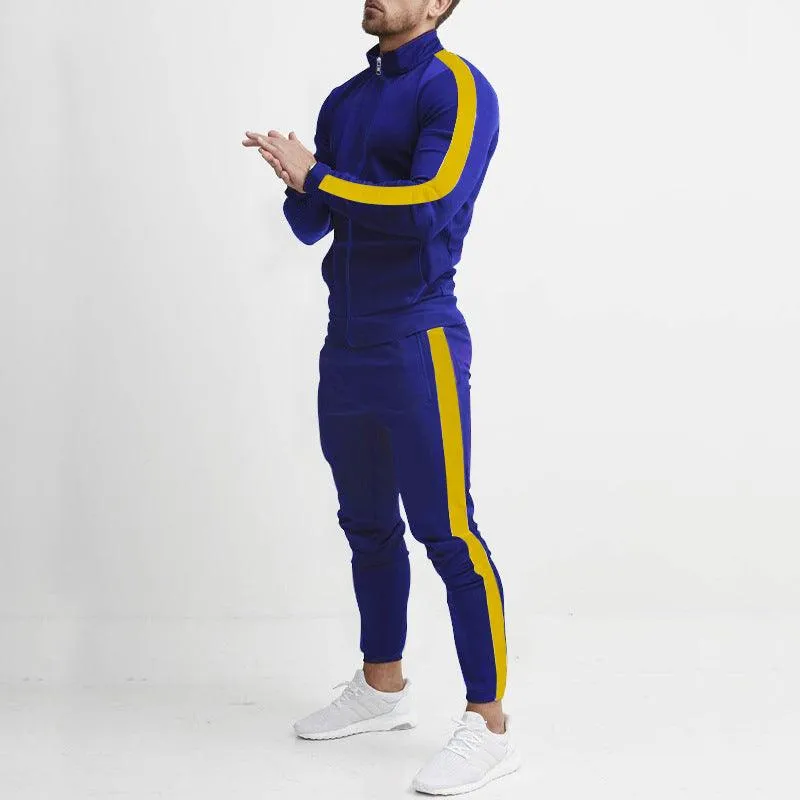 Men's Fashion Personalized Color Matching Hooded Sports Suit