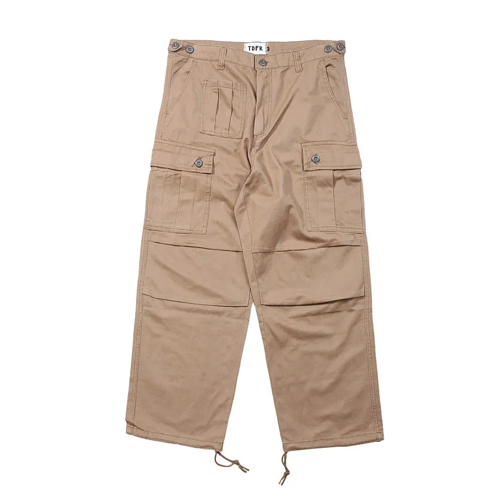 Multi-Pocket Cargo Pants Safari Style Drawstring Jogger Pants Wide Leg Trousers