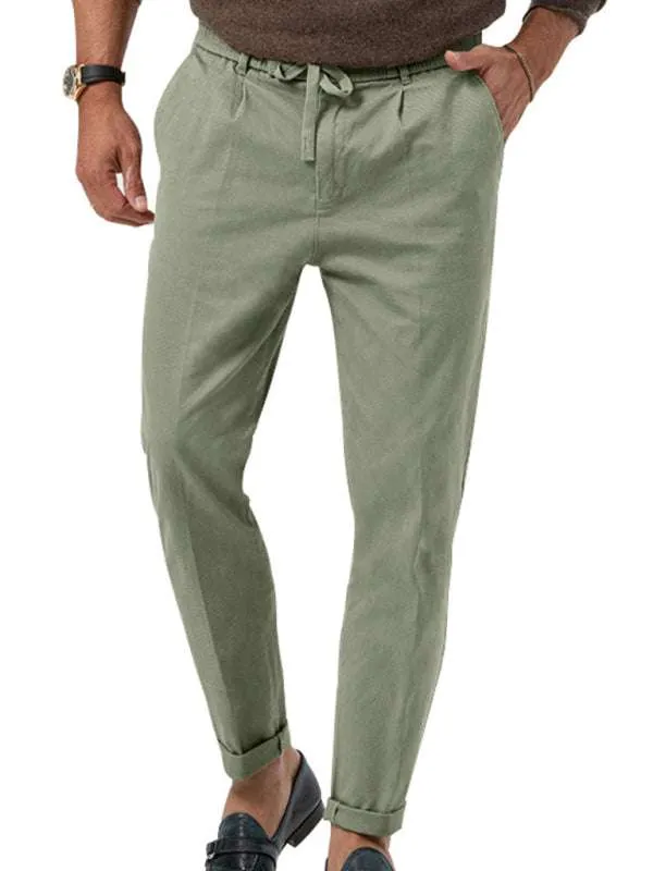 New men's trendy business straight solid color casual trousers