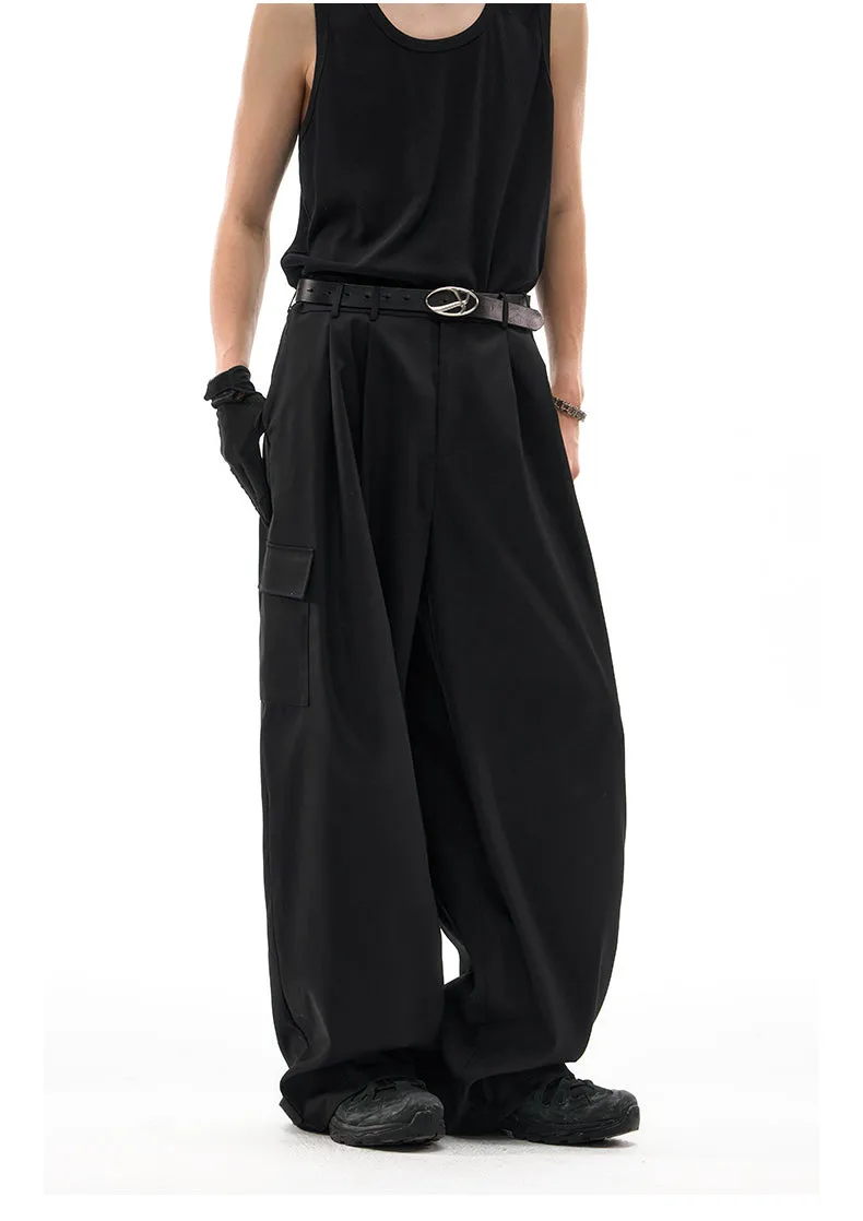 Oversized pleated casual pants