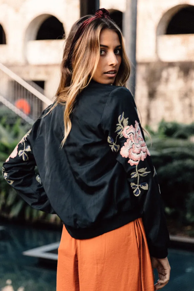 Peony Bomber Jacket Black