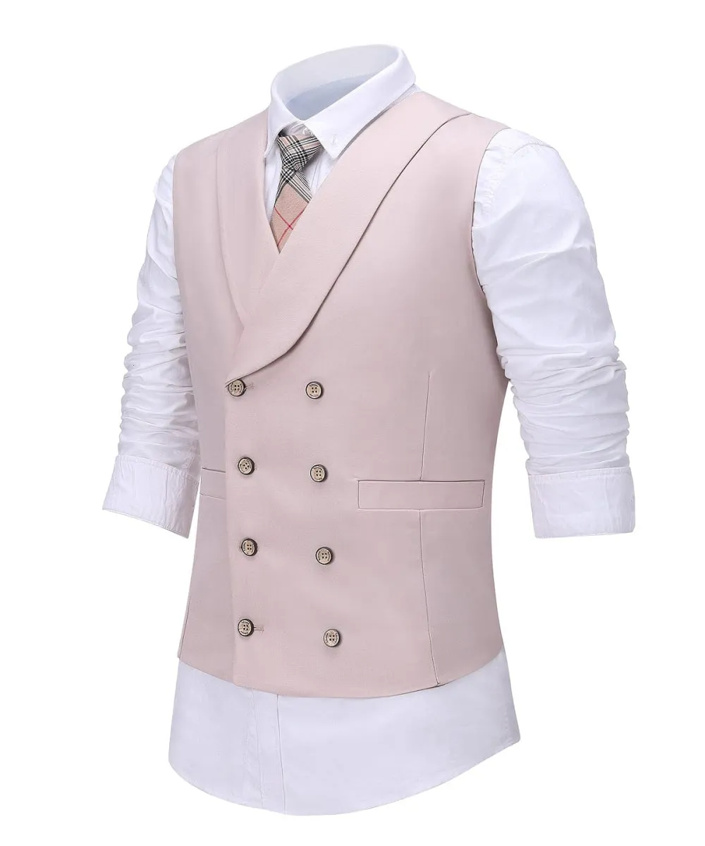 Pink Flat Peak Lapel 3 Pieces Mens Suit For Wedding (Blazer vest Pants)