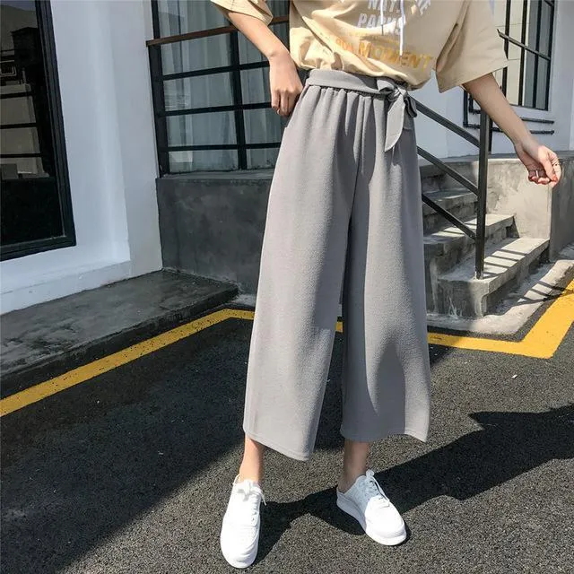 Plus Size - Casual Elastic waist, Loose Wide Leg Pants,  Preppy Style Trousers Female, Palazzo Pants (US 18W-20W)