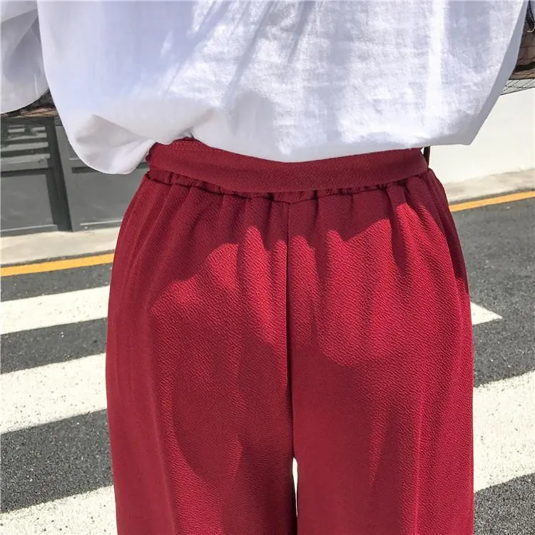 Plus Size - Casual Elastic waist, Loose Wide Leg Pants,  Preppy Style Trousers Female, Palazzo Pants (US 18W-20W)