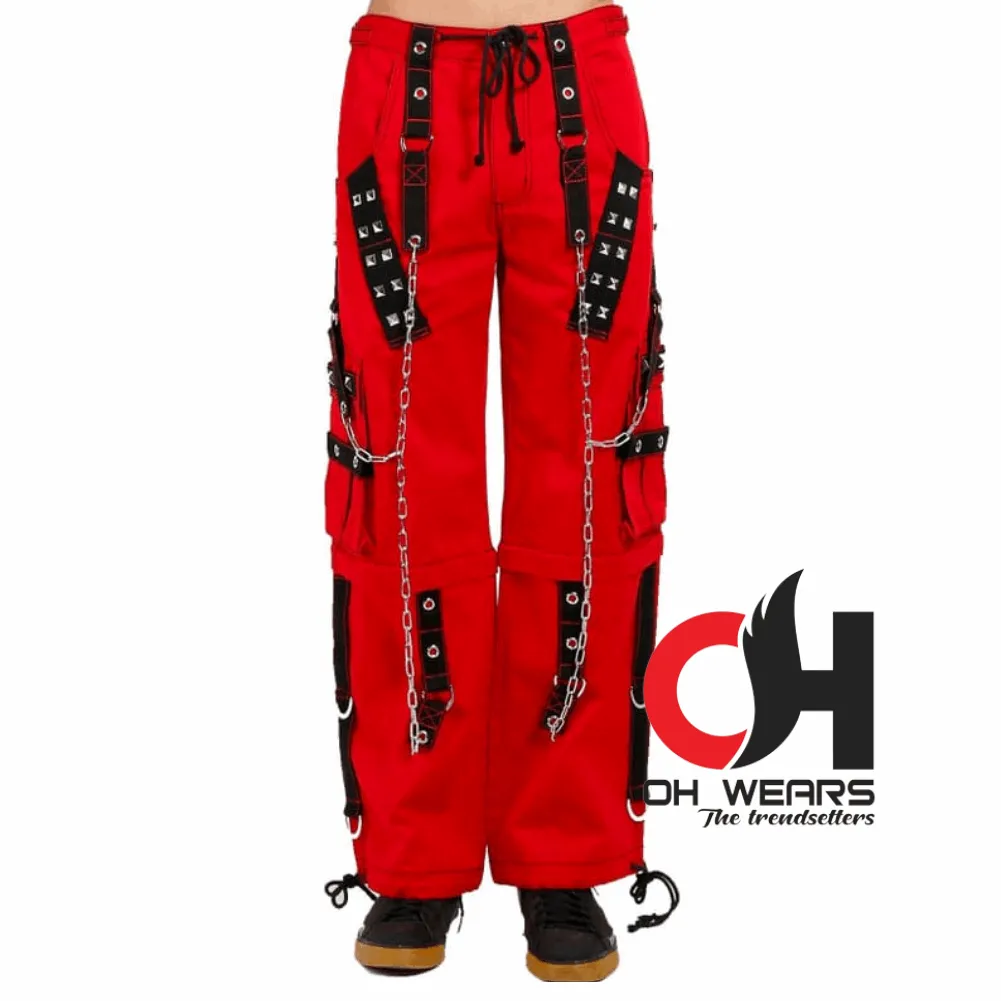 Red Cotton Gothic Reflective Pant