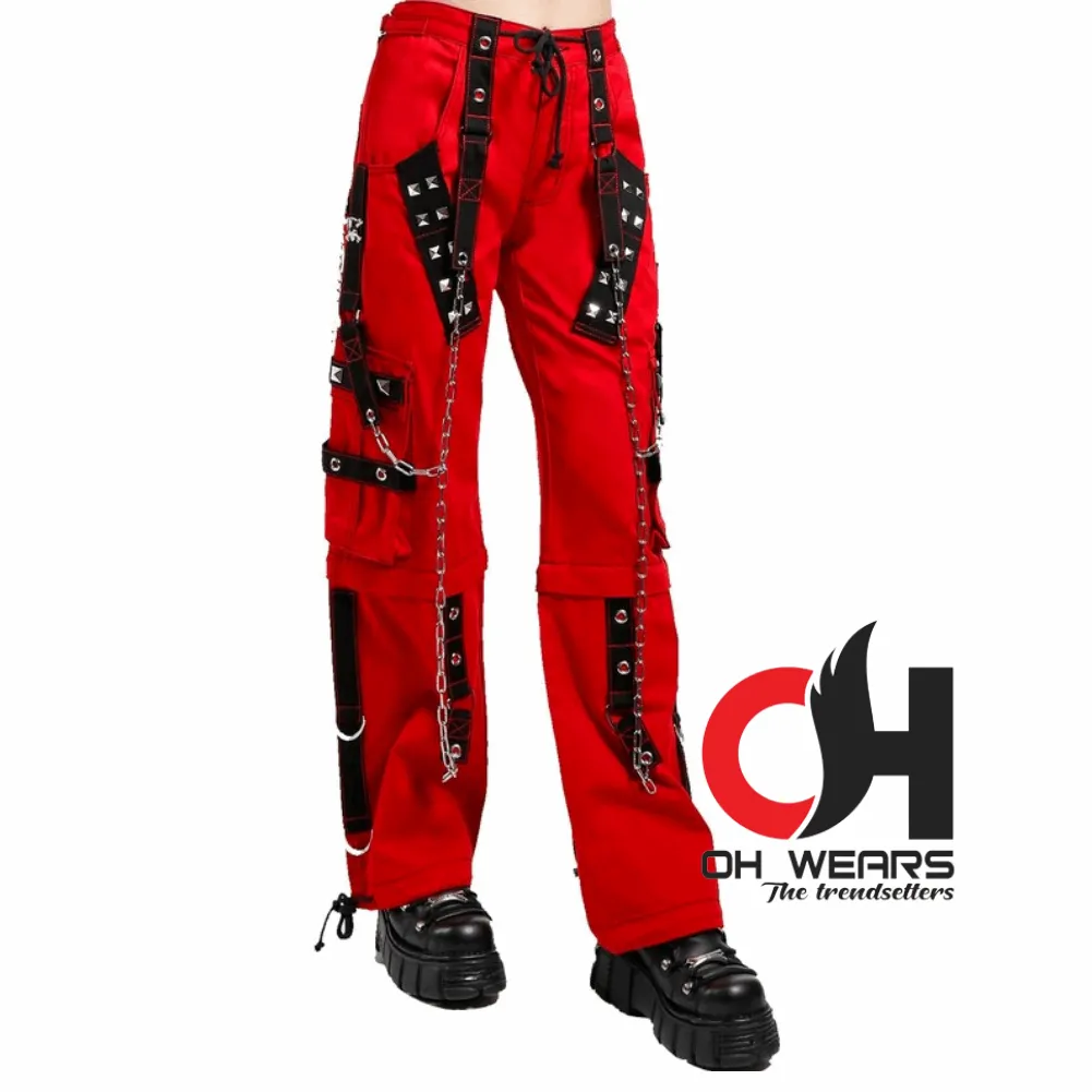 Red Cotton Gothic Reflective Pant