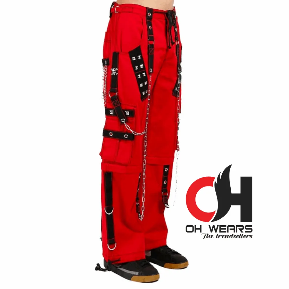 Red Cotton Gothic Reflective Pant