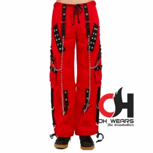 Red Cotton Gothic Reflective Pant