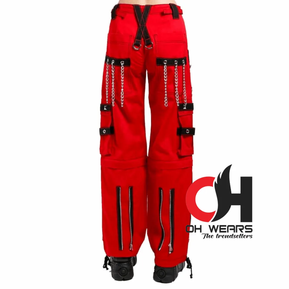 Red Cotton Gothic Reflective Pant