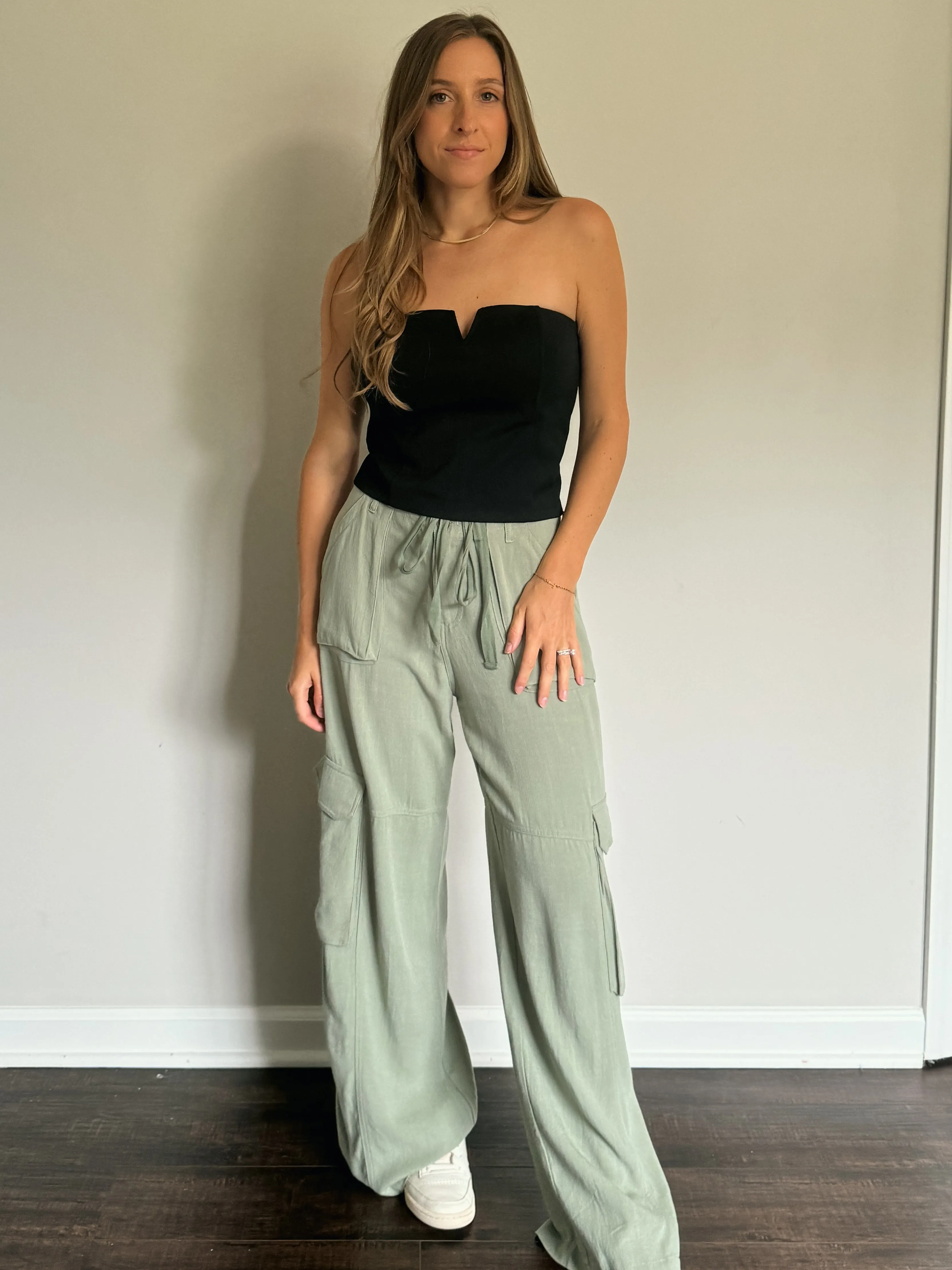 Relaxed Fit Green Cargo Pants