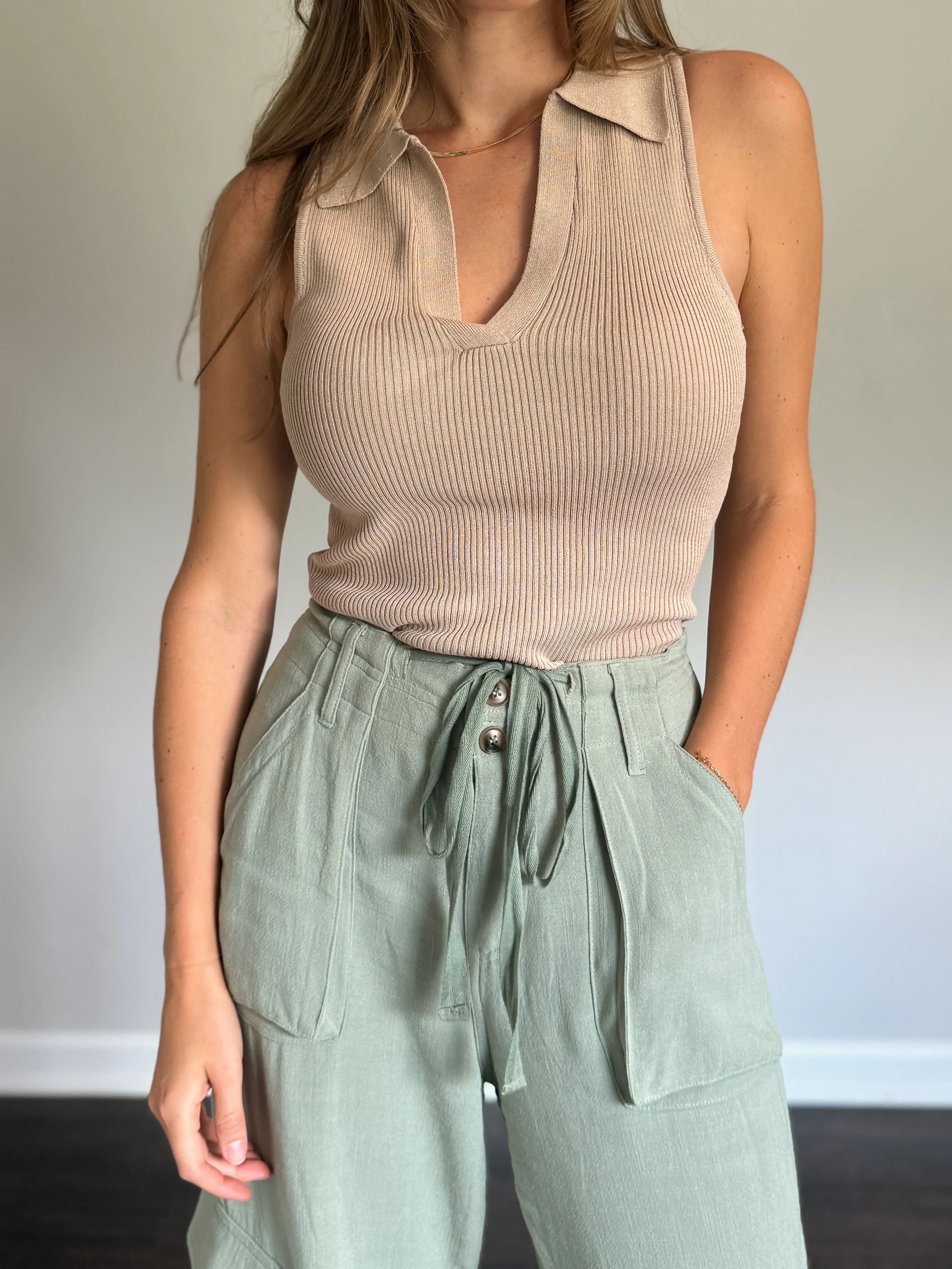 Relaxed Fit Green Cargo Pants