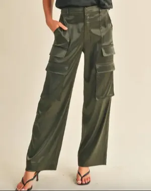 Satin Cargo Pants