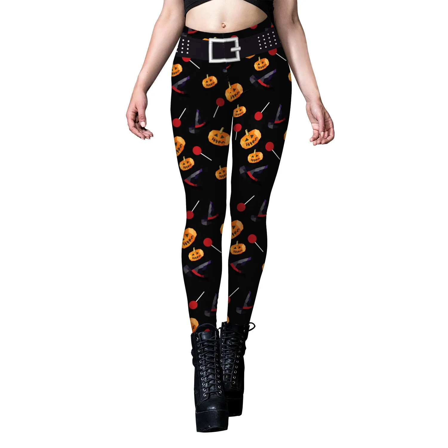 Skull Spider Web Printed Tight Leggings