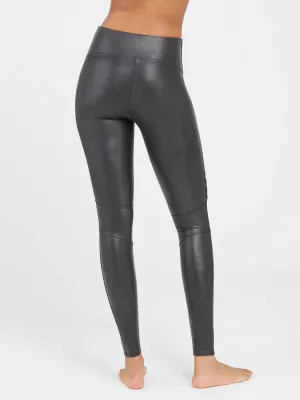 SPANX Black Faux Leather Moto Leggings