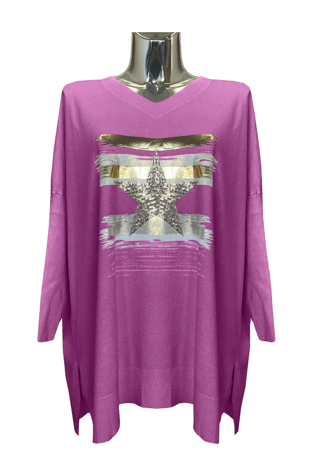 Star Foil Print Knit Jumper