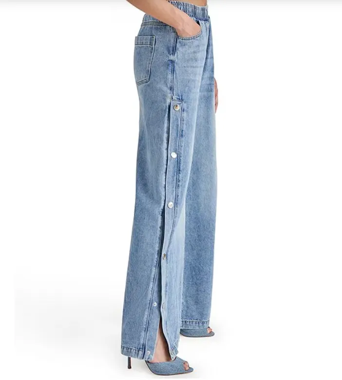 Steve Madden Keenie Wide Leg Side Snap Button Denim