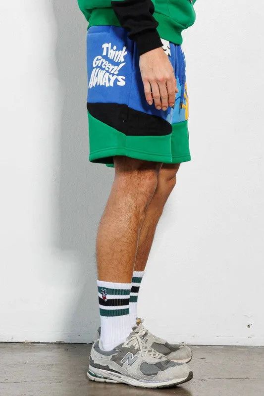 Think Green Cut & Sew Graphic Shorts