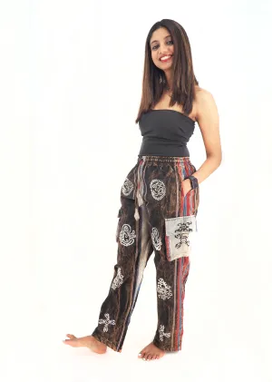 Unisex Handmade Casual Boho Cotton Hippie Patchwork Pants Size S-M-L-XL