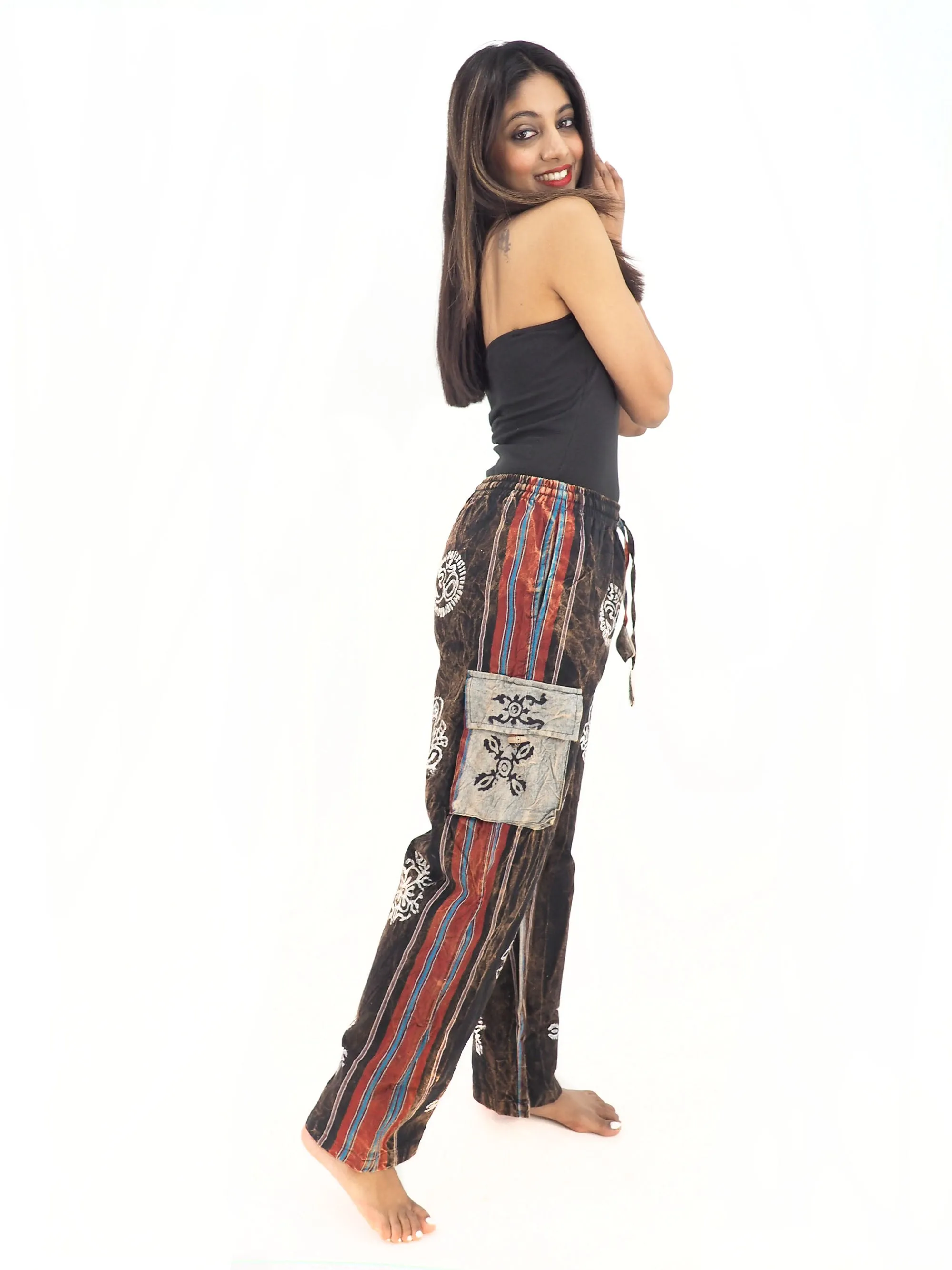 Unisex Handmade Casual Boho Cotton Hippie Patchwork Pants Size S-M-L-XL