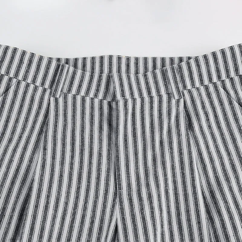 Vertical Striped Wide-Leg Pants