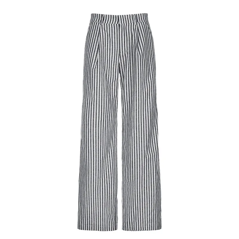 Vertical Striped Wide-Leg Pants