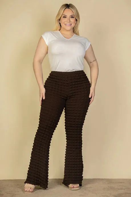 Voluptuous ( ) Plus Size Bubble Fabric Flare Pants - 3 colors