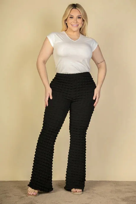 Voluptuous ( ) Plus Size Bubble Fabric Flare Pants - 3 colors