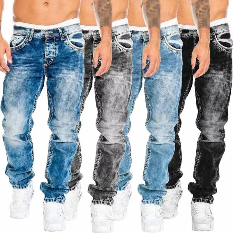 Wiaofellas  -  Fashion Classic Men's Jeans Blue Black Premium Loose Wide Leg Pants Business Casual Brand Men Pants Workwear Men Straight Jeans