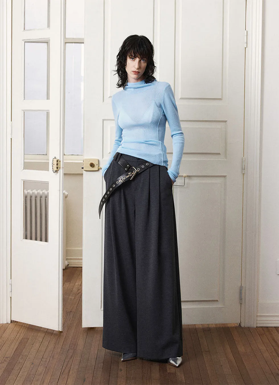 Wide A-line Straight Casual Pants