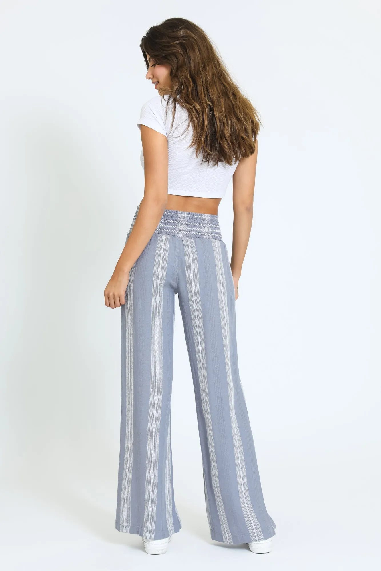 Wide Smocked Boardwalk Pant - Trooper Stripe