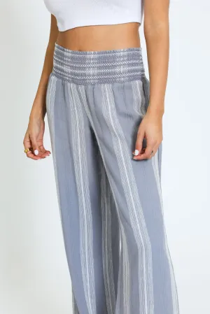 Wide Smocked Boardwalk Pant - Trooper Stripe