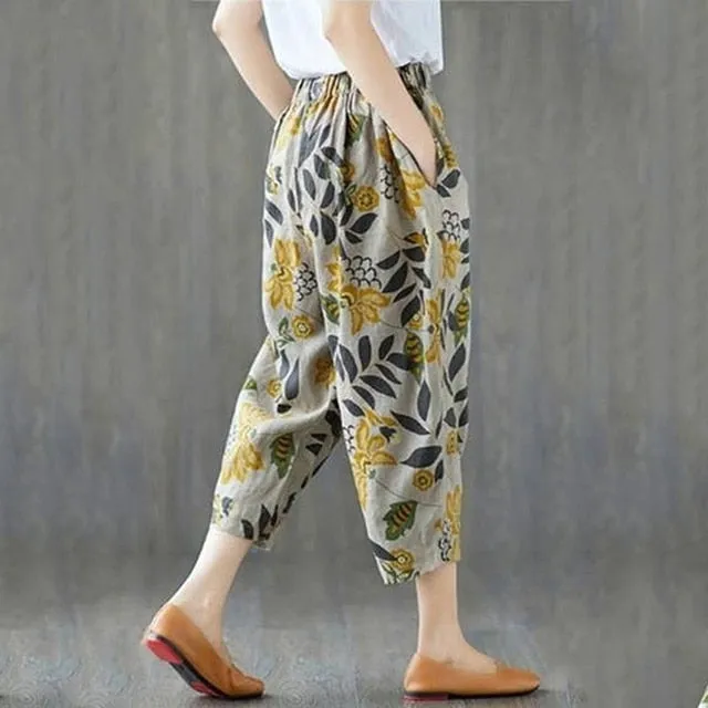 Women's Casual Loose Cotton Pockets Pants